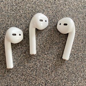2 left and 1 right apple airpod series 1, no case